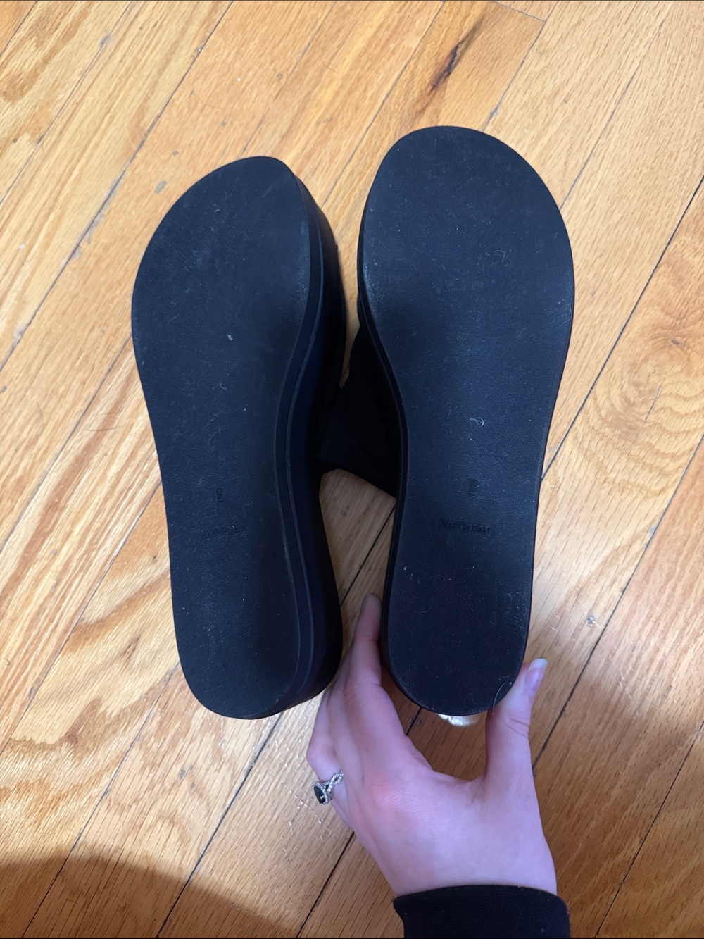 Steve Madden Black Fabric Platform Mule Slides - Picture 5 of 6
